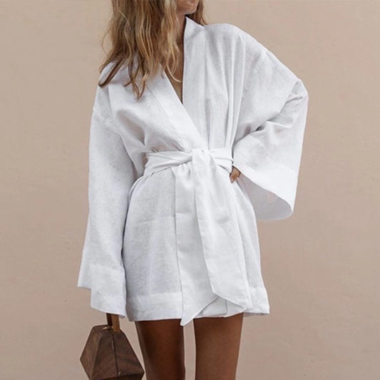 Summer V-Neck Kimono Mini Dress